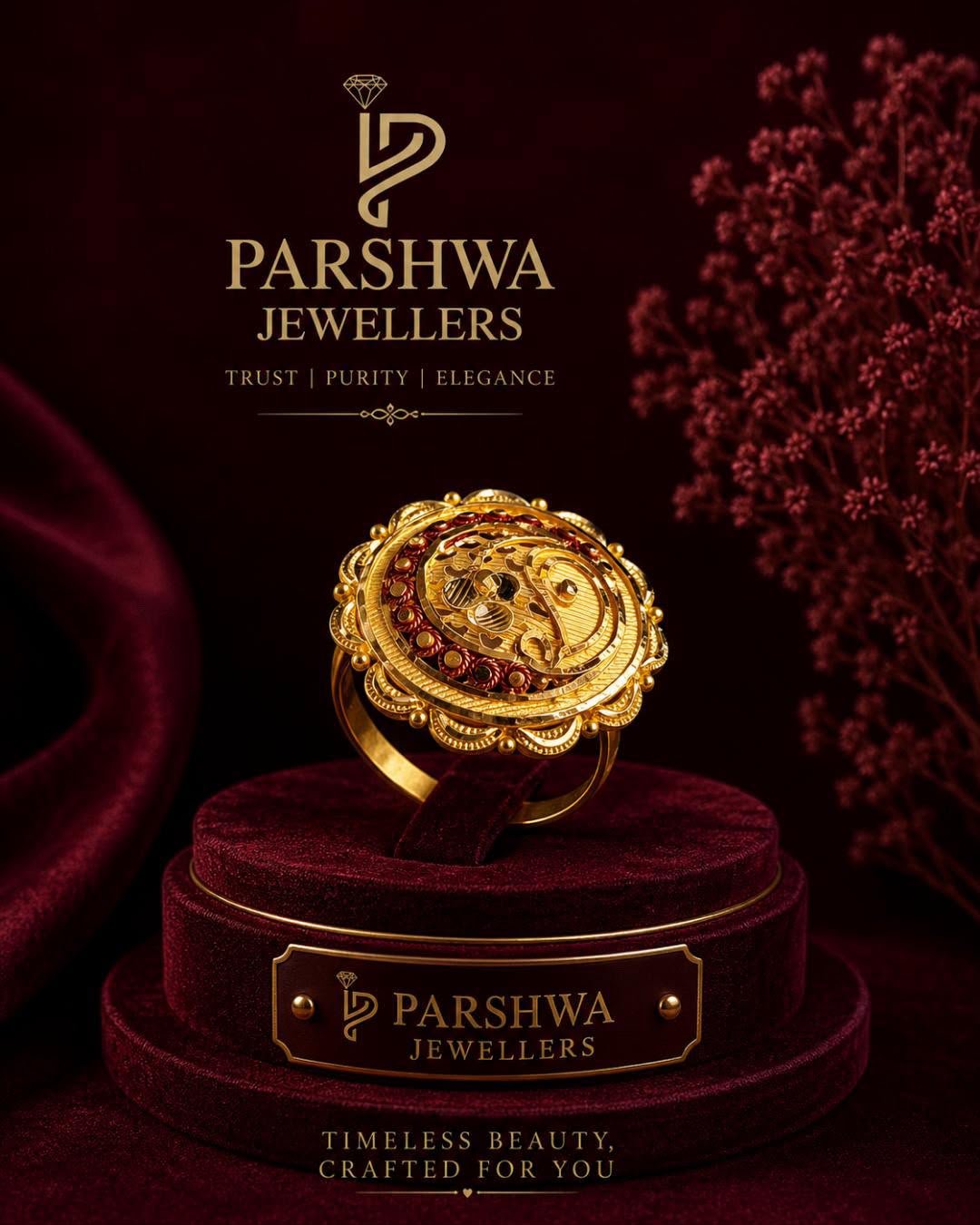 The Parshwa Antique Peacock Motif Gold Ring