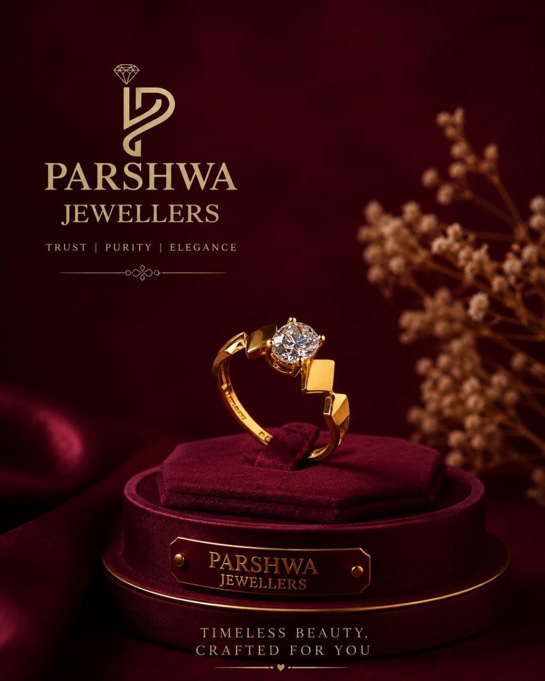 The Parshwa Modern Tension-Set Solitaire Ring