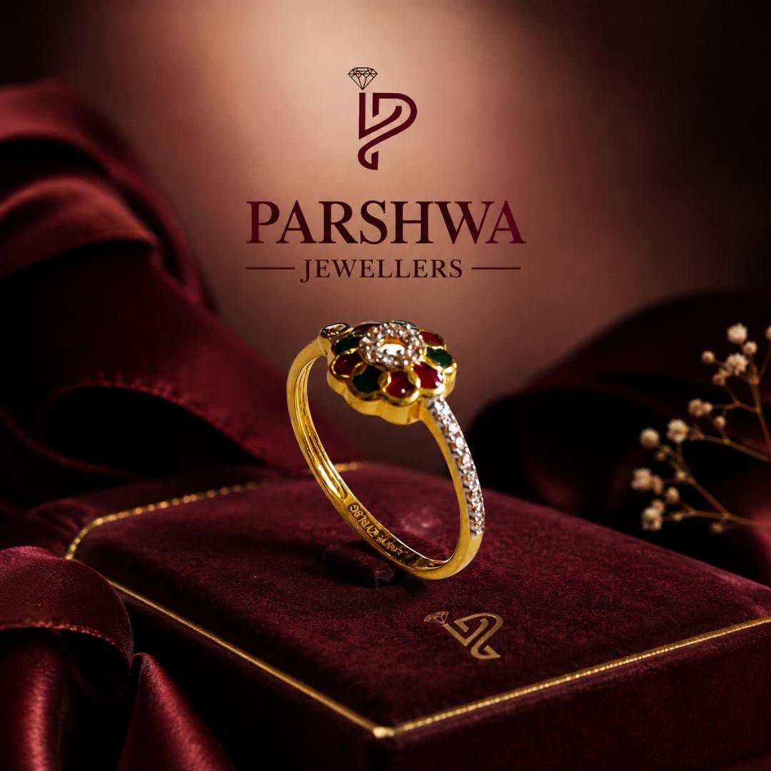 Floral Multicolor Gold Ring