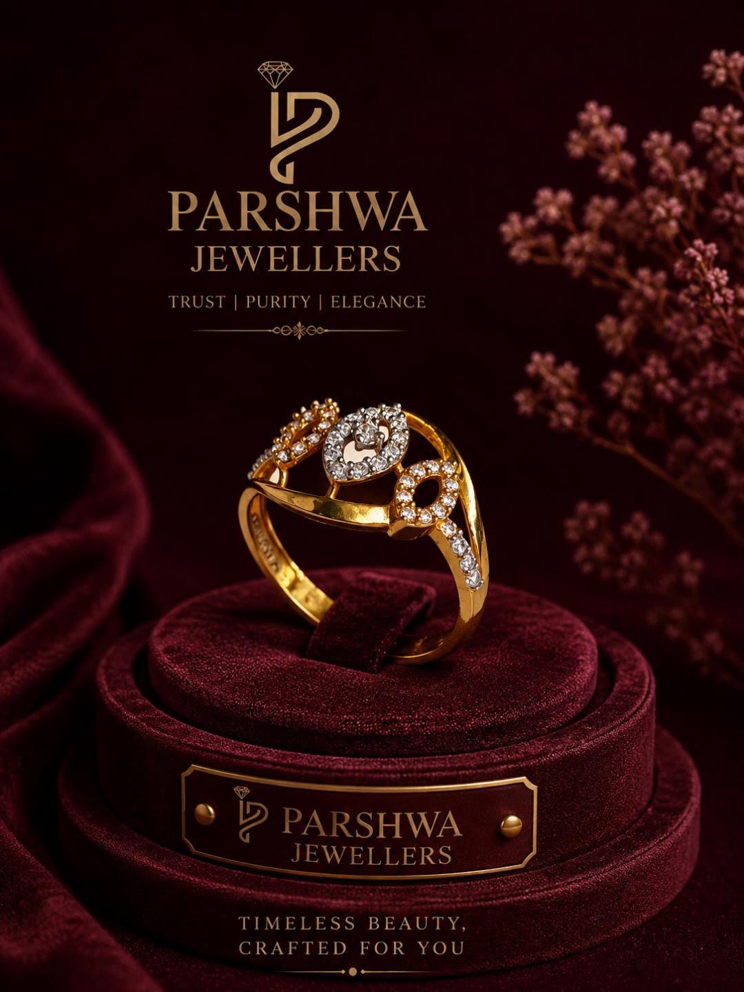 The Parshwa Asymmetrical Diamond Swirl Ring