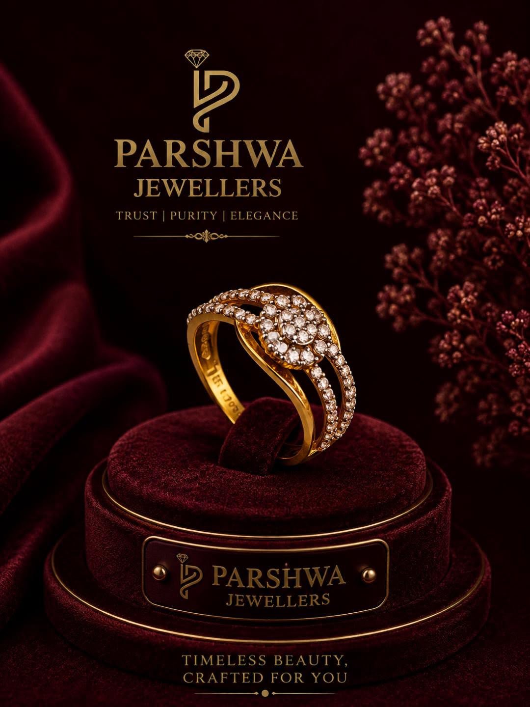 The Parshwa Floral Cluster Diamond Swirl Ring