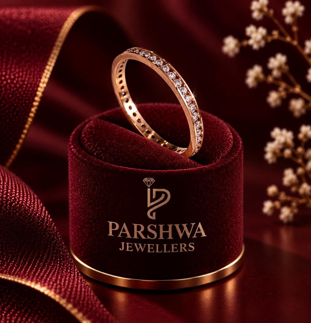 The Parshwa Rose Gold Full Eternity Diamond Band