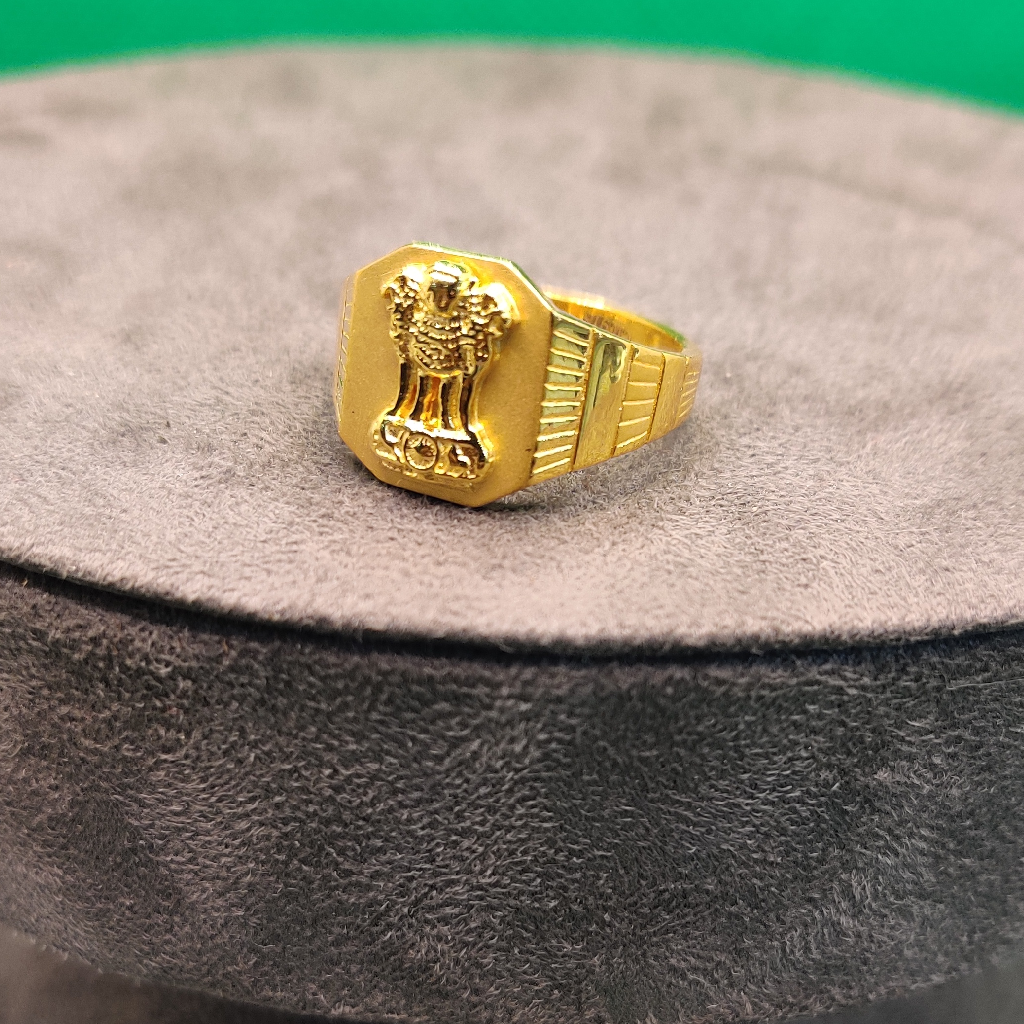 916 gold Ashok stambh fancy gents ring